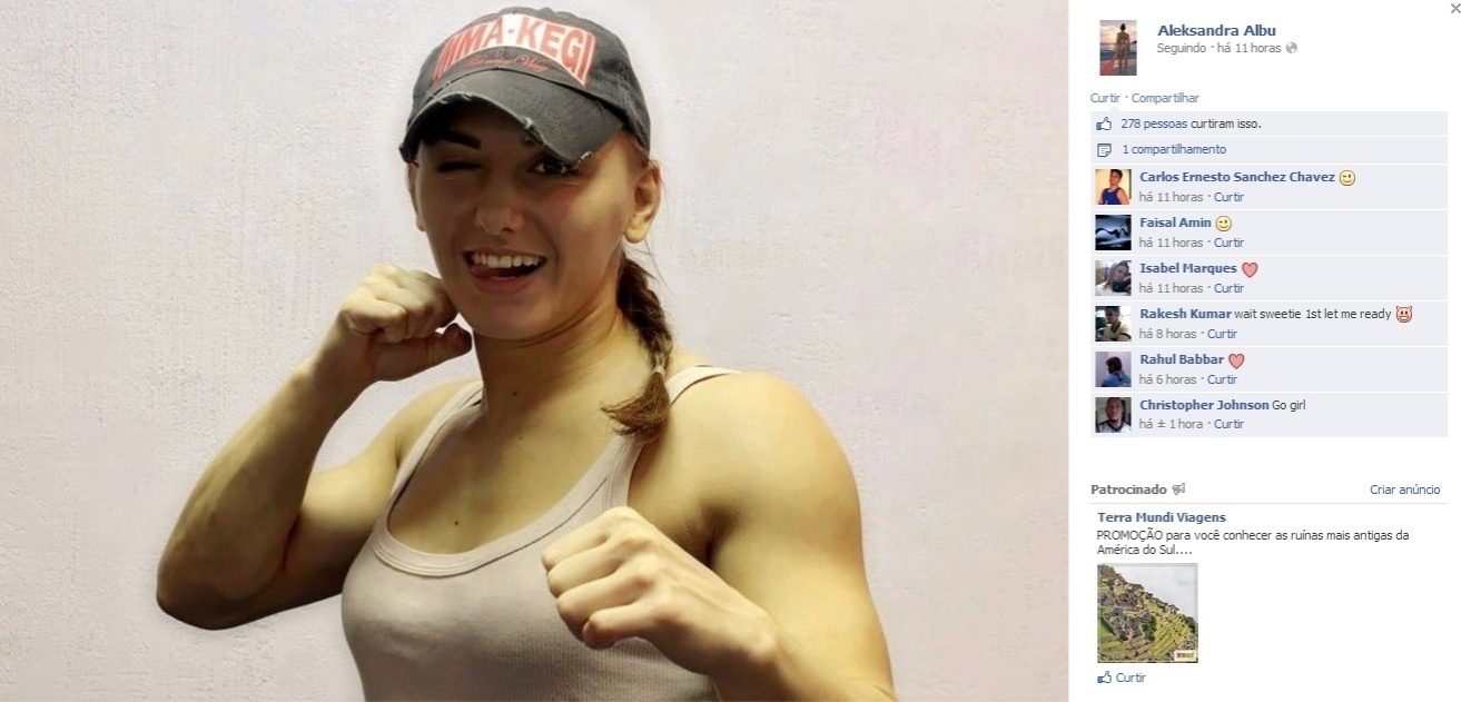 Alexandra Albu tem cinco lutas de MMA, segundo o UFC, com cinco vitórias, todas pela via rápida - Reprodução/Facebook