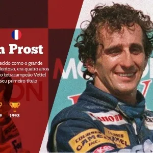 Alain Prost (França) - 4 títulos - 1985, 1986. 1989 e 1993 - Até hoje é conhecido como o grande rival de Senna. Talentoso, era quatro anos mais velho do que o tetracampeão Vettel quando conquistou seu primeiro título - AFP/J. Haynes
