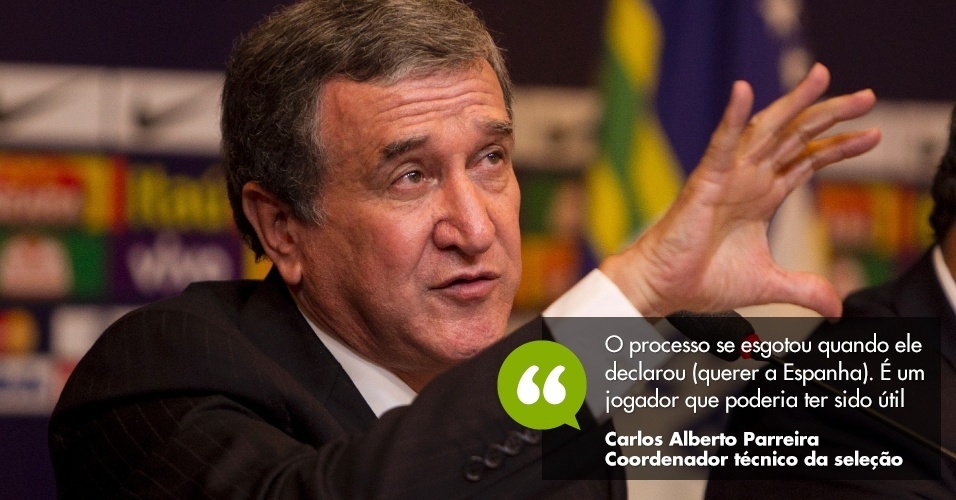 Carlos Alberto Parreira, diretor técnico da seleção brasileira, sobre Diego Costa - Rafael Ribeiro/Divulgação/CBF