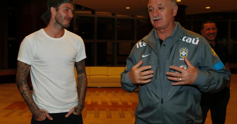 Beckham e Felipão conversam no hotel da seleção brasileira