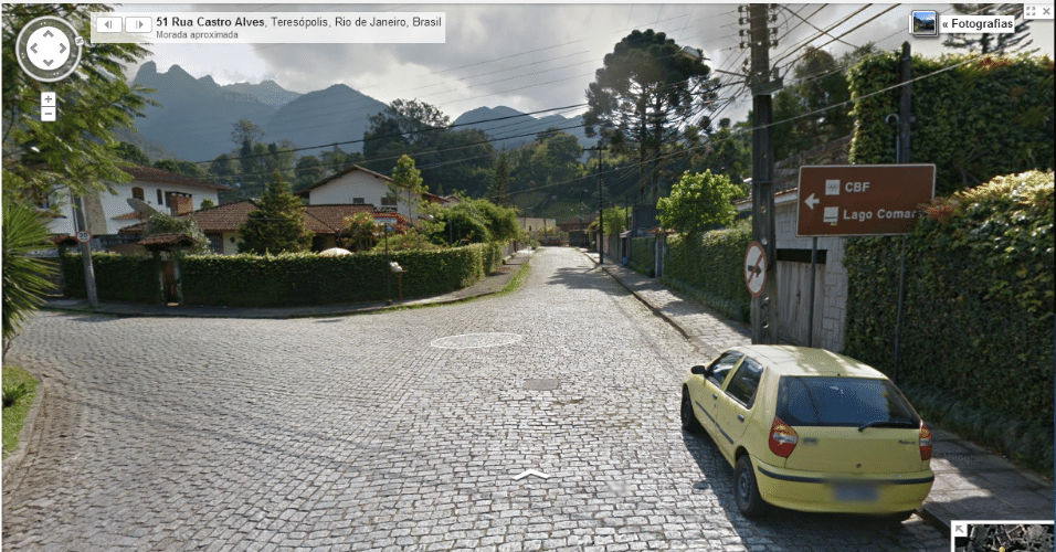 Imagem do Google Street View mostra rua ainda sem asfalto rumo à CBF