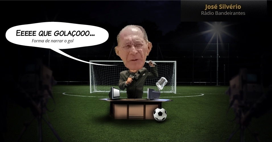 José Silvério (Rádio Bandeirantes): Eeeee que golaçooo... (Forma de narrar o gol) - Arte UOL