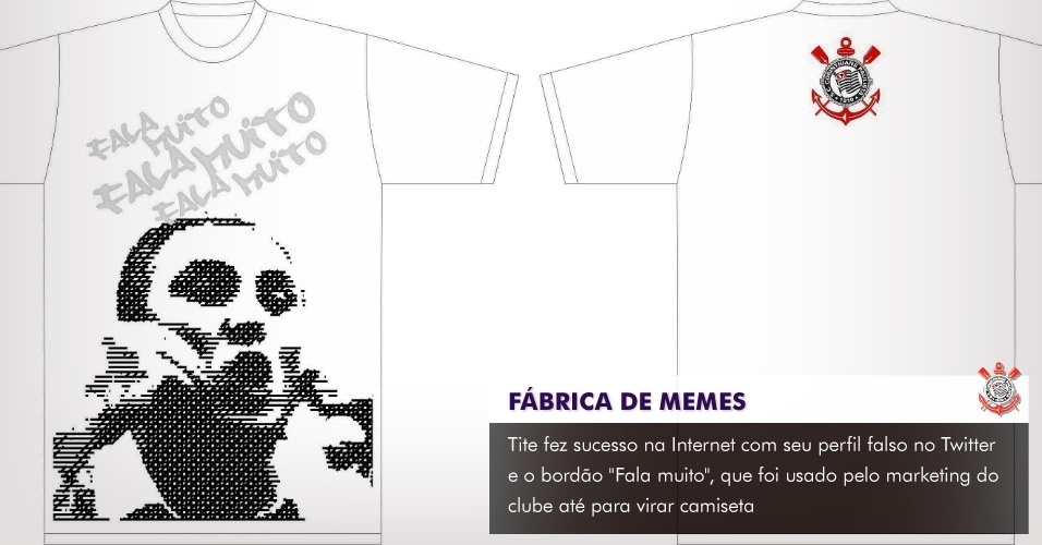 Marketing do Corinthians divulga camiseta que brinca com a frase de Tite que ficou famosa em briga com Felipão no clássico Palmeiras e Corinthians - Arte UOL