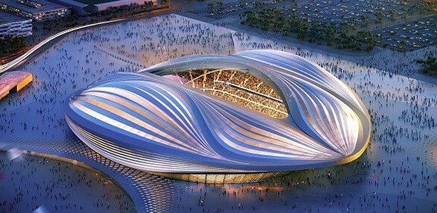 Projeto do estádio Al Wakrah, uma das sedes da Copa do Mundo de 2022, que será realizada no Qatar