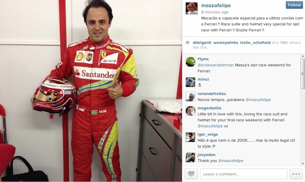 Felipe Massa exibe macacão e capacete especiais para GP do Brasil - Felipe Massa/Twitter