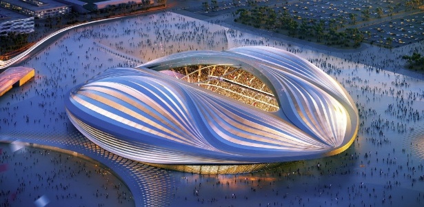 Projeto do estádio Al Wakrah, uma das sedes da Copa do Mundo do Qatar: trabalhadores nepaleses em condições degradantes no país - AFP PHOTO / Qatar 2022 committee