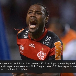 26.nov.2013 - A missão de fazer o Flamengo ser saudável financeiramente em 2013 respingou na montagem do time. O clube teve dificuldade para se reforçar e ainda perdeu o seu maior ídolo: Vagner Love. O Rubro-negro tinha dívida de seis milhões de euros com o CSKA, da Rússia, e preferiu devolvê-lo - Alexandre Loureiro/VIPCOMM