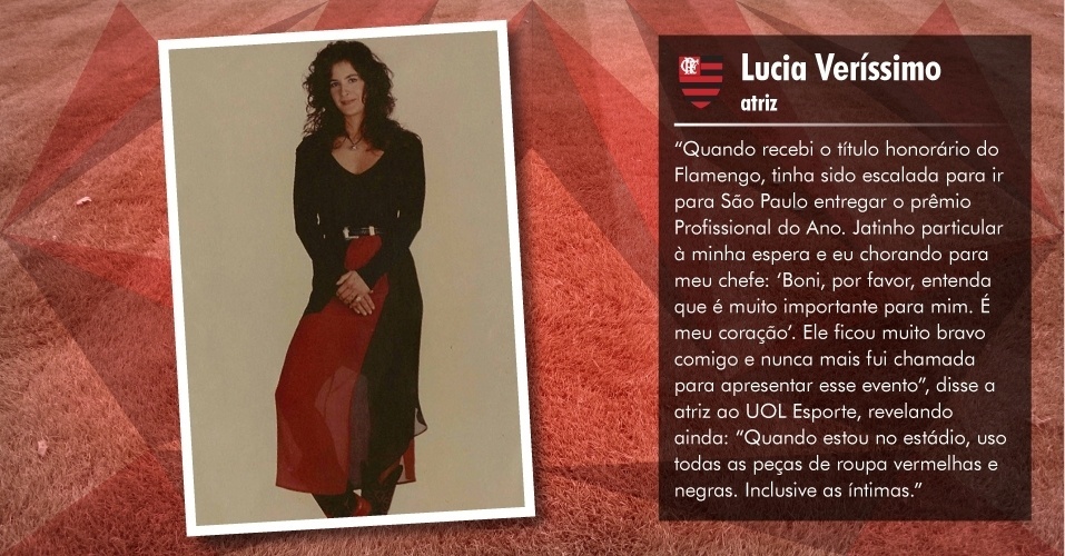 Lucia Veríssimo - Atriz: "Quando estou no estádio, uso todas as peças de roupa vermelhas e negras inclusive as íntimas", revelou ela, ao UOL Esporte - Arquivo Pessoal