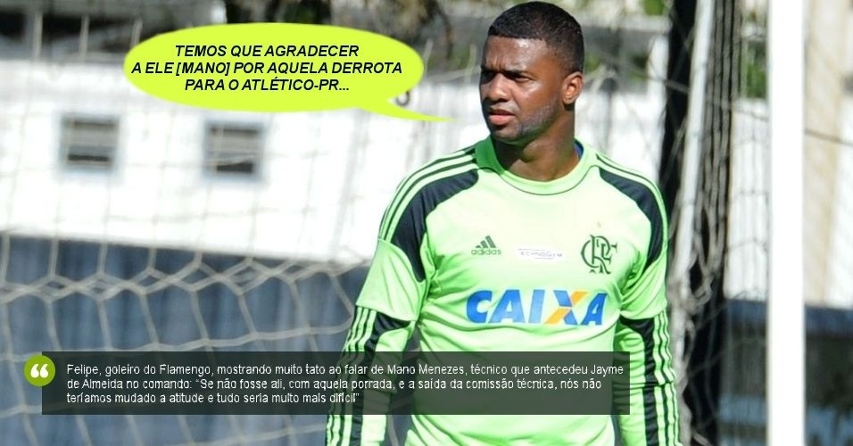 28.nov.2013 - Goleiro Felipe 'agradece' Mano por derrota que culminou em sua saída do Flamengo e na ascensão de Jayme de Almeida - Alexandre Vidal/Fla Imagem
