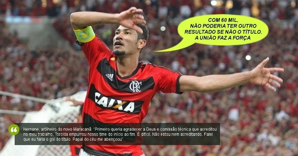 28.nov.2013 - Hernane comemora título do Flamengo no Maracanã lotado e diz que sabia que faria o gol do título - Julio Cesar Guimaraes/UOL