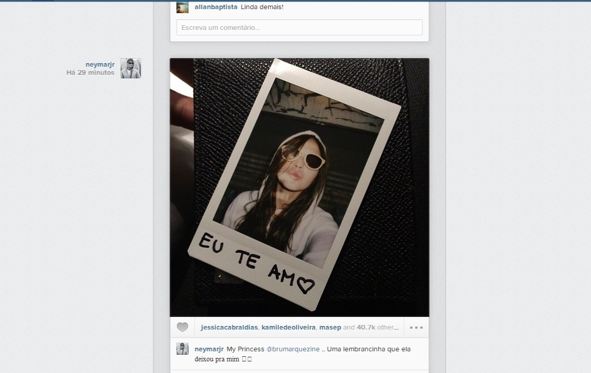 Neymar posta foto no Instagram e se declara para Bruna Marquezine - Reprodução/Instagram