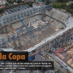 Estádio da Copa: A reforma da Arena da Baixada, em Curitiba, que vai ser usada na Copa do Mundo de 2014, inicialmente custaria R$ 265,2 milhões. Mas a obra teve custos extras divulgados e o valor total subiu, nesta semana, para R$ 326,7 milhões - Portal da Copa