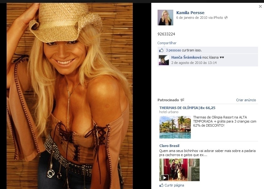 Kamila Perssen, modelo tcheca, acompanha o ex-jogador dinamarquês Thomas Gravesen numa vida de luxo em Las Vegas, depois que ele ficou milionário com investimentos, já depois de se aposentar do futebol - Reprodução/Facebook