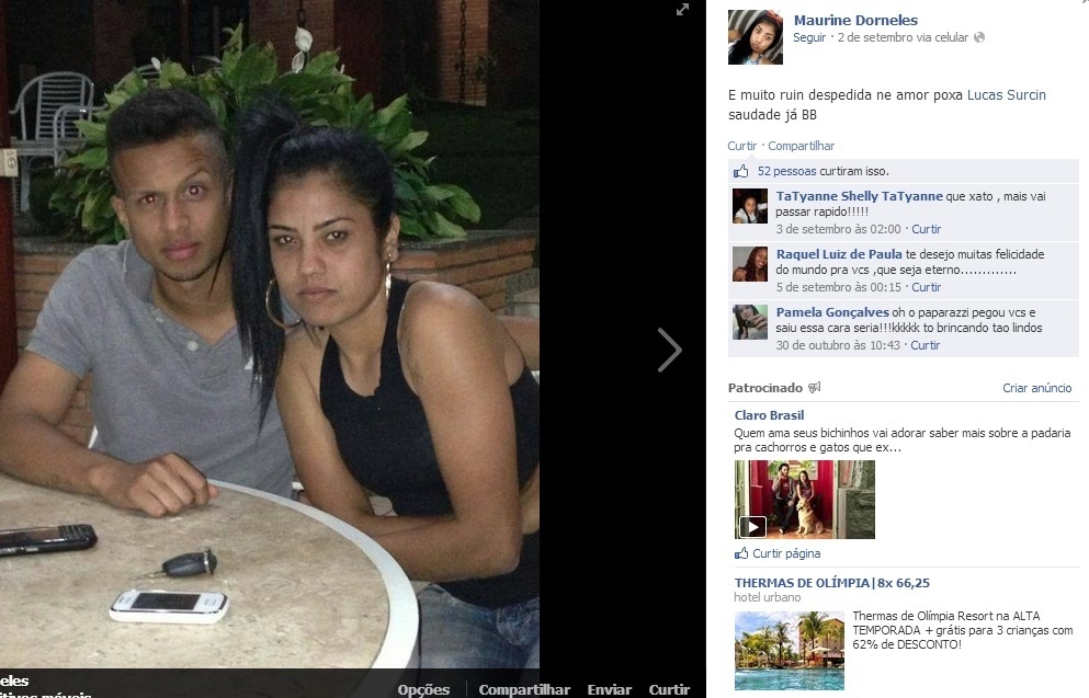 Maurine, de 27 anos, ficou famosa pelas partidas na seleção feminina de futebol; Lucas, de 20 anos, passou a profissional recentemente, no Audax - Reprodução/Facebook