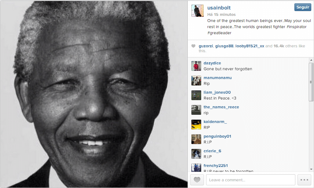 Usain Bolt - detentor do record mundial nos 100m rasos - Reprodução/Instagram