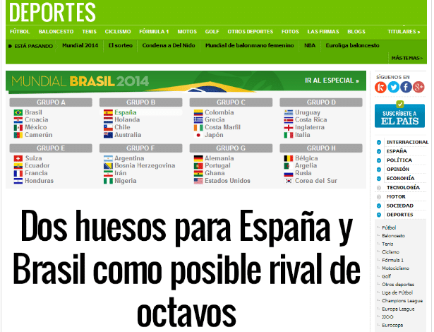06.12.2013 - Jornal espanhol El País lamenta sorteio da Copa