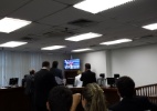 Comissão disciplinar do STJD observa prova de vídeo, que mostra imagens da confusão entre torcedores de Atlético-PR e Vasco. - Vinicius Castro/UOL