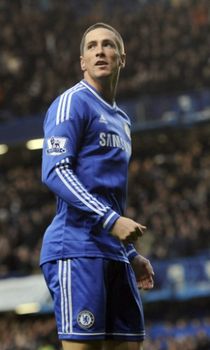 14.12.2013 - Fernando Torres faz pose após marcar gol pelo Chelsea