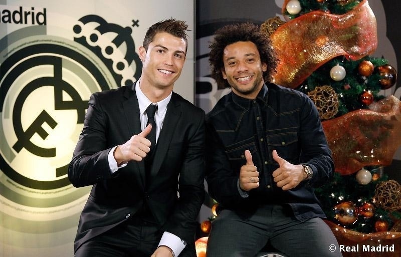 Cristiano Ronaldo e Marcelo festejam o Natal