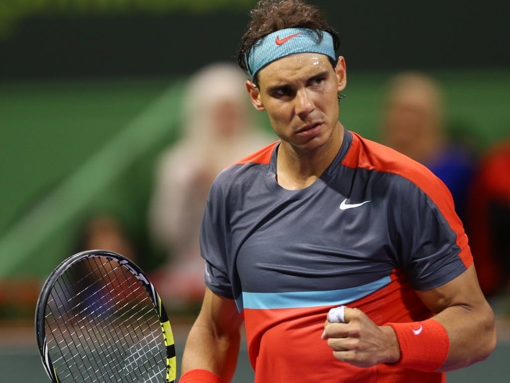 Rafael Nadal comemora ponto sobre o alemão Tobias Kamke no torneio de Doha