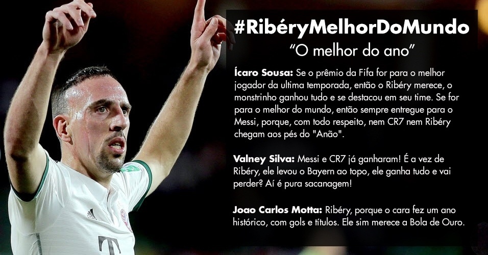 Ribéry, "o melhor do ano". Valney Silva: "Messi e CR7 já ganharam! É a vez de Ribéry, ele levou o Bayern ao topo, ele ganha tudo e vai perder? Aí é pura sacanagem!" - Mohamed Messara/EFE