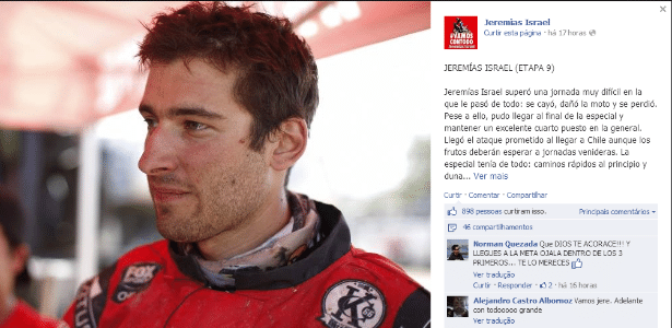 Jeremias Israel, chileno que sofreu um grave acidente no Rali Dakar em 2014 - Reprodução/Facebook Jeremias Israel