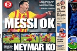 Capas dos jornais espanhóis destacaram lesão de Neymar e boa atuação de Messi - Reprodução