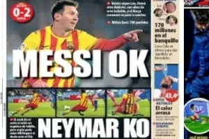 Capas dos jornais espanhóis destacaram lesão de Neymar e boa atuação de Messi - Reprodução