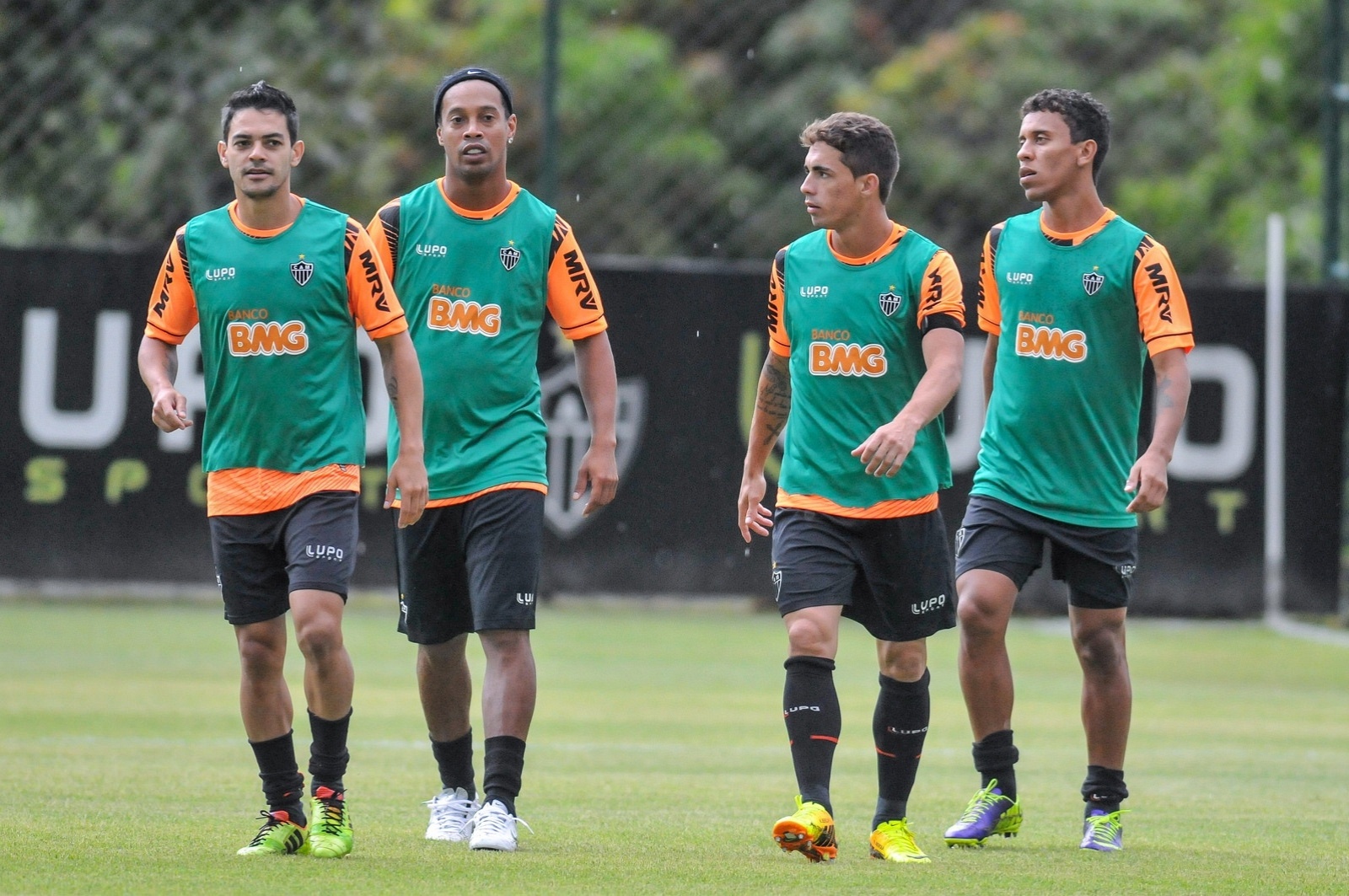 20 jan 2014 - Josué, Ronaldinho Gaúcho, Neto Berola e Marcos Rocha no primeiro dia de pré-temporada para o elenco completo do Atlético-MG