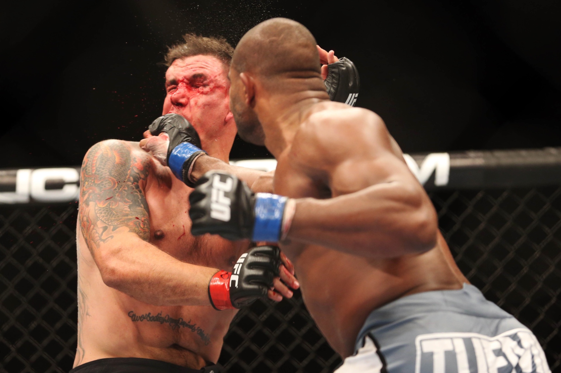 Alistair Overeem golpeia Frank Mir durante luta do UFC 169 - Joe Camporeale-USA TODAY