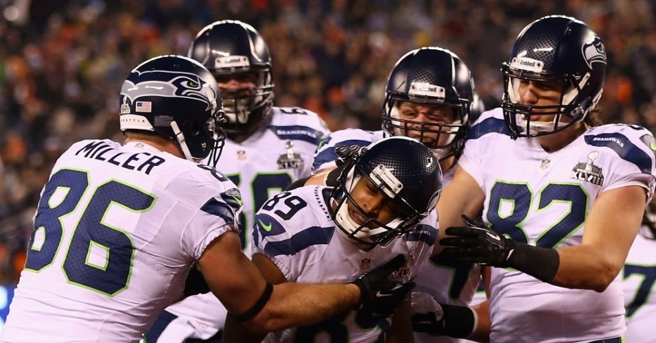 02.fev.2014 - Jogadores do Seattle Seahawks celebram durante o Super Bowl XLVIII