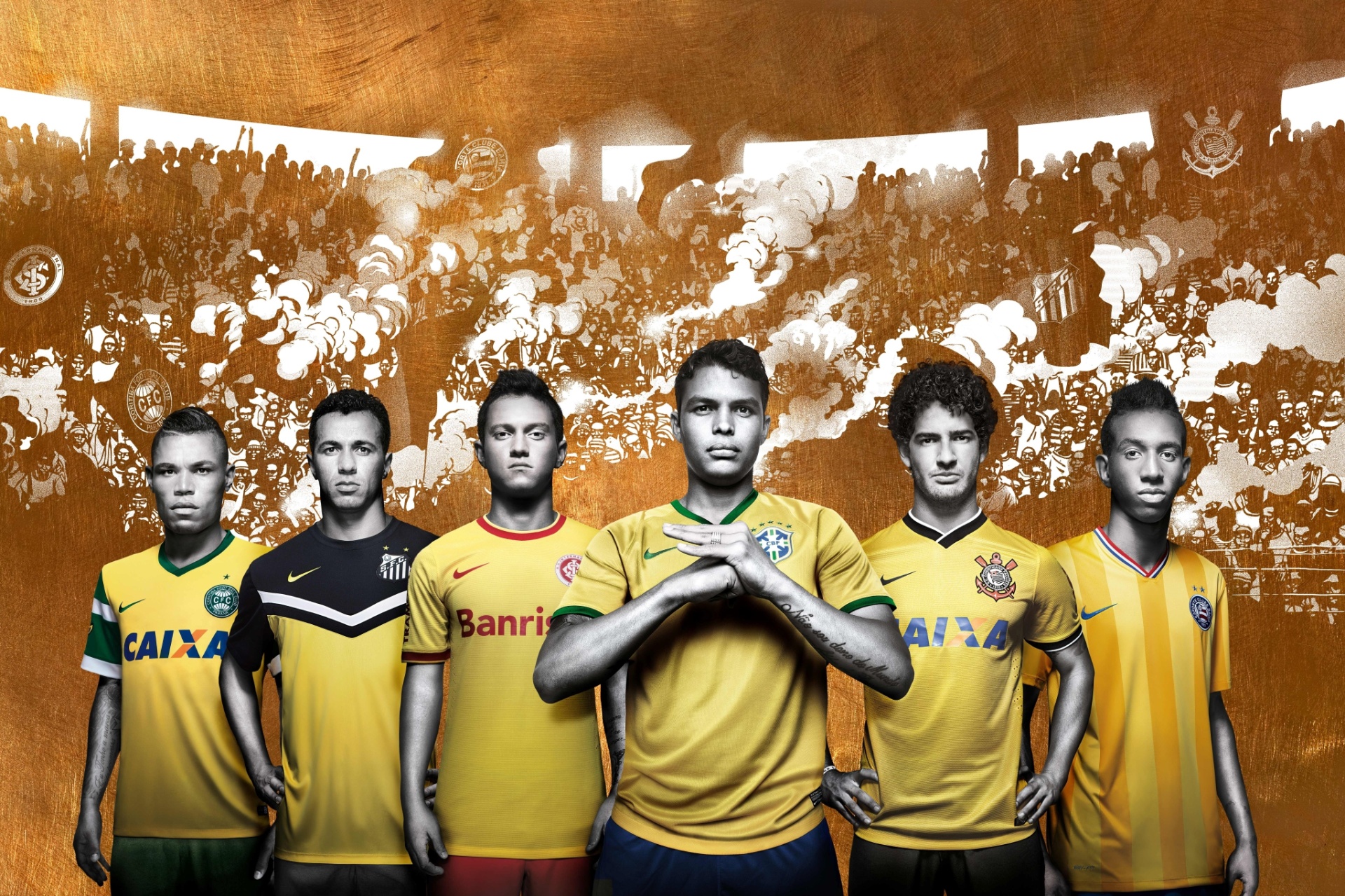 04.02.2014 - Nike faz homenagem à seleção brasileira e coloca a cor amarela nos uniformes do times parceiros da marca  - Divulgação/Nike