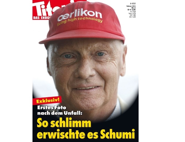 Revista anunciou foto de Niki Lauda como "primeira imagem de Schumi após acidente" - Reprodução/Titanic