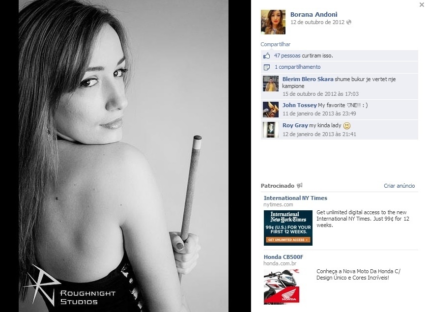 "É claro que ser bonita pode ser uma vantagem para uma pessoa se promover, mas seus rivais não estão preocupados com isso", diz a jogadora - Reprodução/Facebook