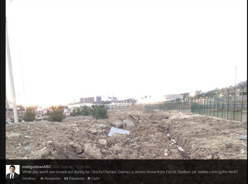 07.02.2014 - Problemas em Sochi mostrados por quem está lá na cidade russa - Reprodução/Twitter