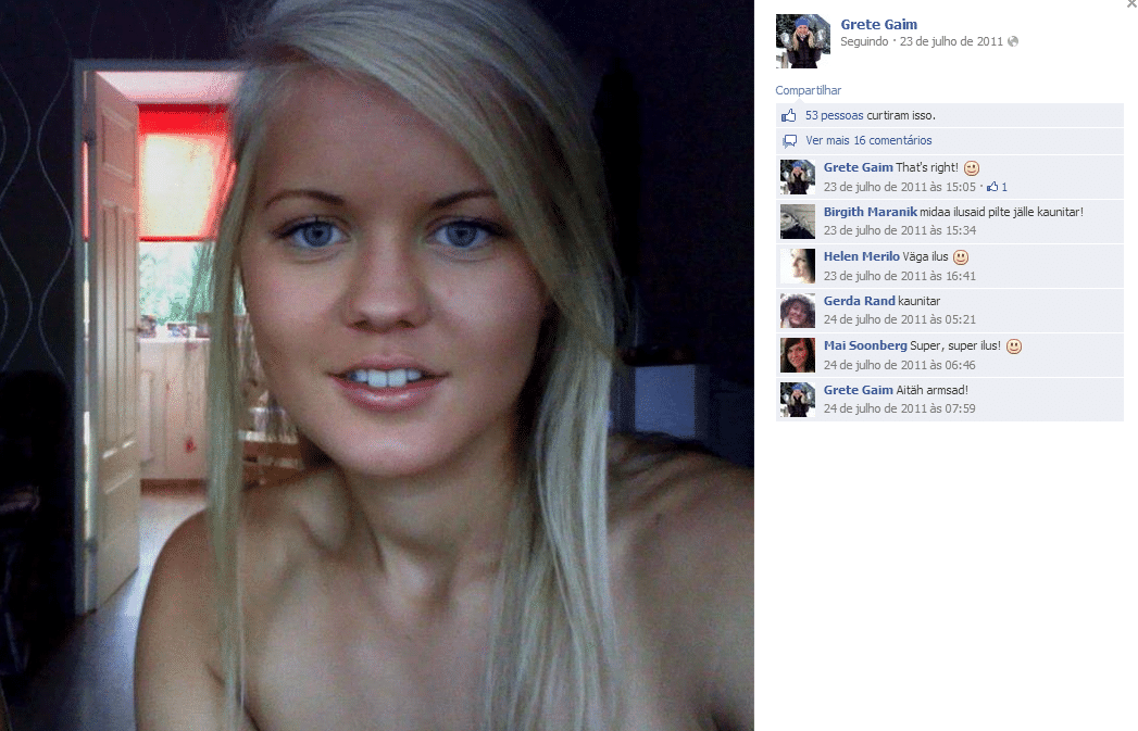 Grete Gaim, a competidora que espantou a todos no biatlo com suas lentes de contato chocantes, é na verdade uma bela loira estoniana - Reprodução/Facebook