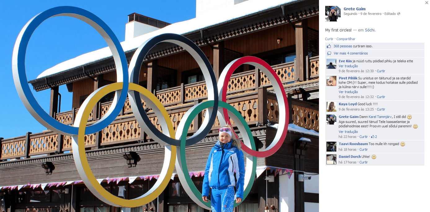 Grete Gaim tem apenas 20 anos e foi 71ª colocada no biatlo em Sochi - Reprodução/Facebook