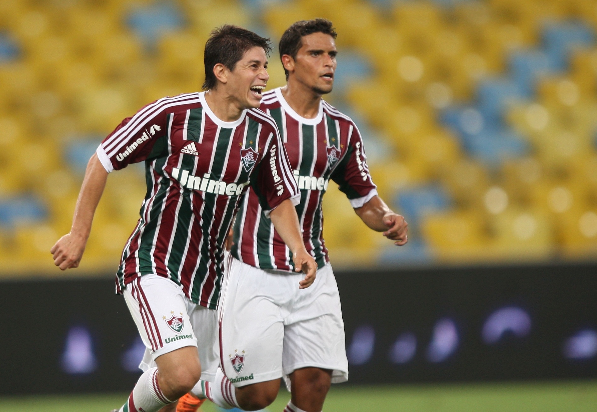 15.fev.2014 - Conca sorri após marcar de cabeça o gol de empate do Flu contra o Boavista - Agência Photocamera