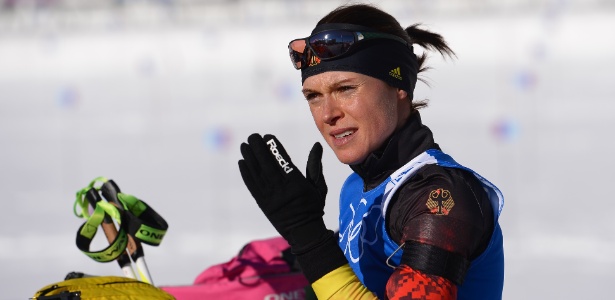 05.02.14 - Biatleta Evi Sachenbacher-Stehle se prepara para os Jogos de Sochi; alemã foi pega por doping - Getty Images