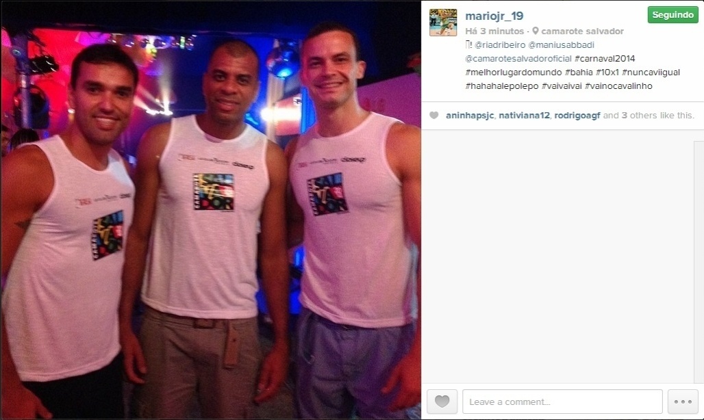 Líbero Mario Junior, do RJ Vôlei, posta foto do Carnaval de Salvador ao lado do companheiro de time Riad - Reprodução/Instagram