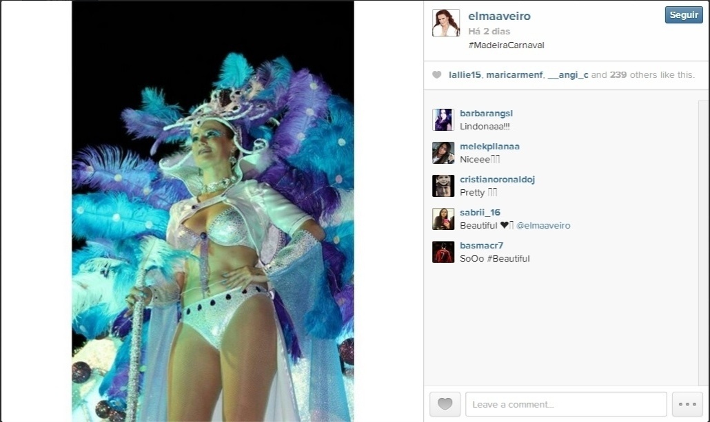 Elma Aveiro Caires, irmã de Cristiano Ronaldo, desfila em carro alegórico em carnaval realizado na Ilha da Madeira, em Portugal - Reprodução/Instagram