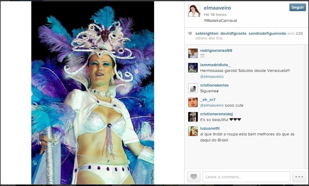 Elma Aveiro Caires, irmã de Cristiano Ronaldo, desfila em carro alegórico em carnaval realizado na Ilha da Madeira, em Portugal - Reprodução/Instagram
