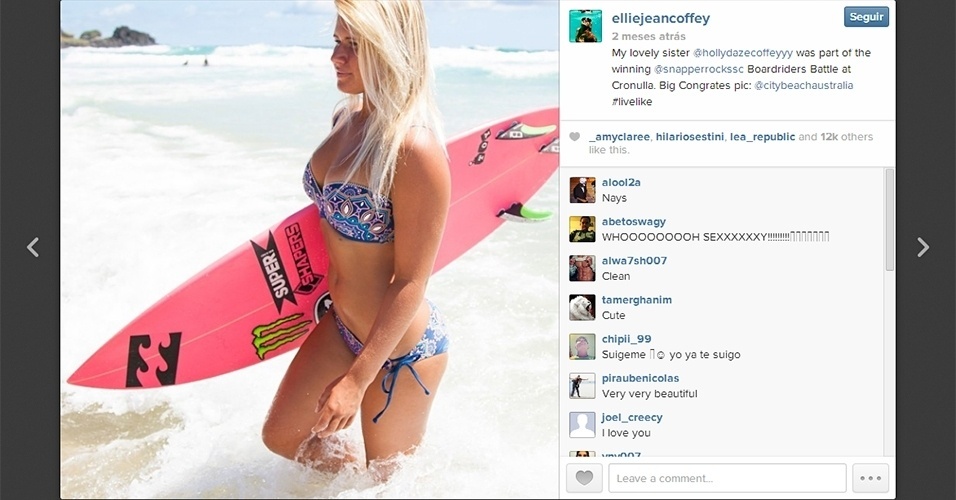 Ellie-Jean Coffey tem apenas 18 anos, é surfista e modelo; a australiana, natural de Gold Coast, faz sucesso no Instagram e tem mais de 200 mil seguidores