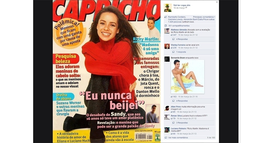 Página 'Vai ter Copa' vira hit na internet e ironiza antiga entrevista da cantora Sandy para a revista Capricho