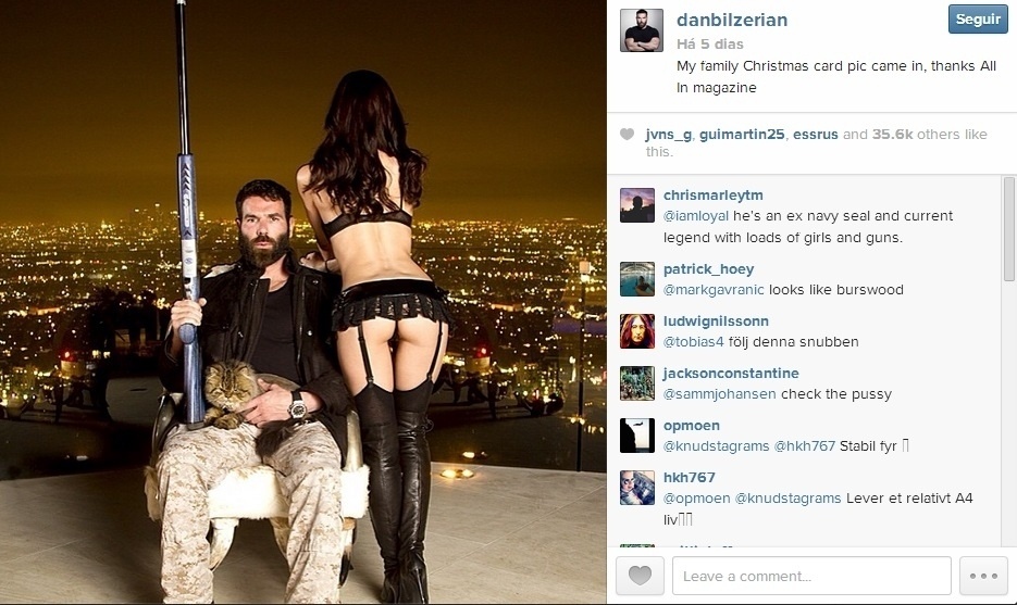 Dan Bilzerian pode ser definido como "personalidade do Instagram". O norte-americano de 33 anos ganhou fama com seu estilo de vida e suas fotos no maior clima de ostentação, fruto dos milhões que acumulou jogando pôquer e fazendo apostas - Reprodução/Instagram