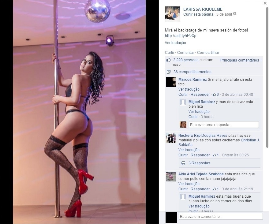 05.04.2014 - Larissa Riquelme fez ensaio sensual para marca de artigos eróticos em motel de São Paulo - Reprodução / Facebook