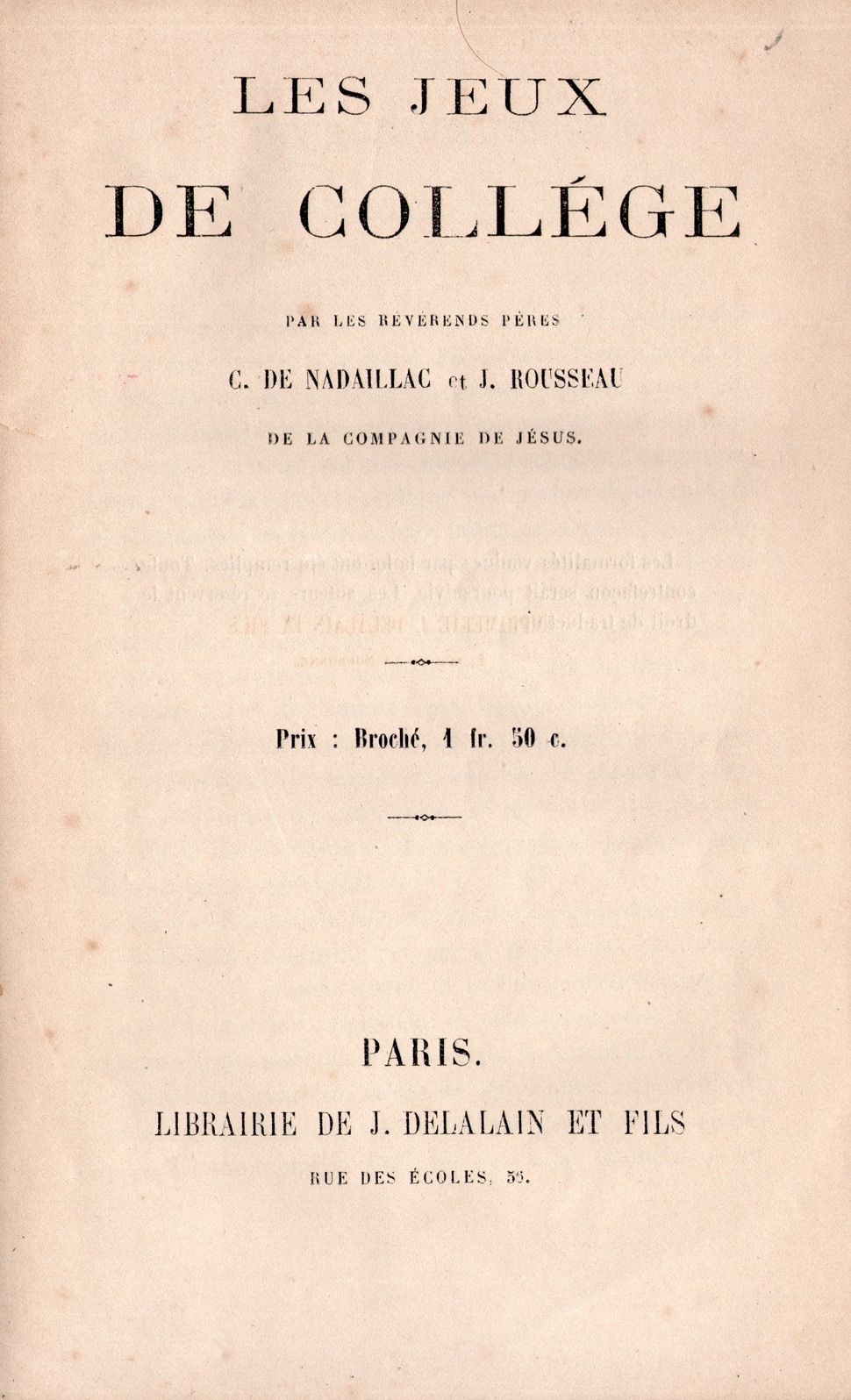 Capa do livro "Os Jogos do Colégio", de 1875, editado pela Cia de Jesus que traz as regras do embrião do futebol - Acervo Colégio São Luís