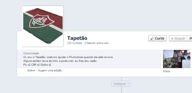 A página "Tapetão", criada por um torcedor do Internacional, é uma das muitas existentes na internet - Reprodução/Facebook