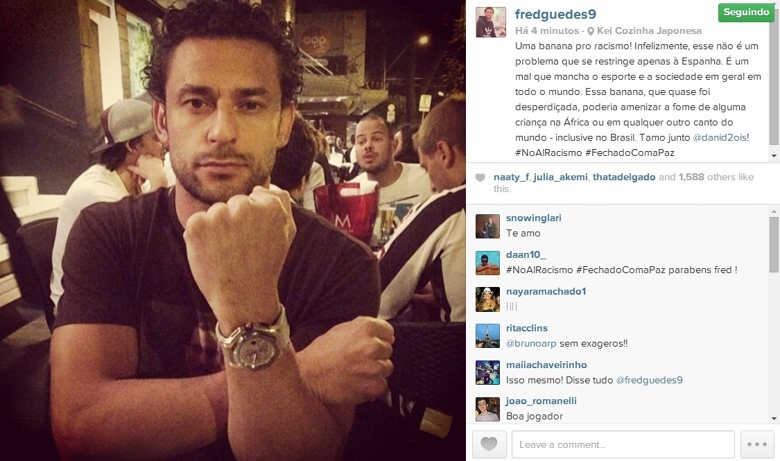 Fred mandou uma "banana" para o racismo - Reprodução/Instagram