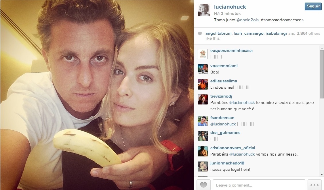 Luciano Huck e Angélica também postaram fotos apoiando Daniel Alves - Reprodução/Instagram